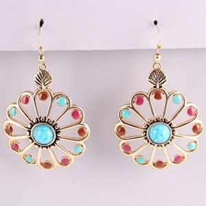 Multistone Floral Drop Earrings
